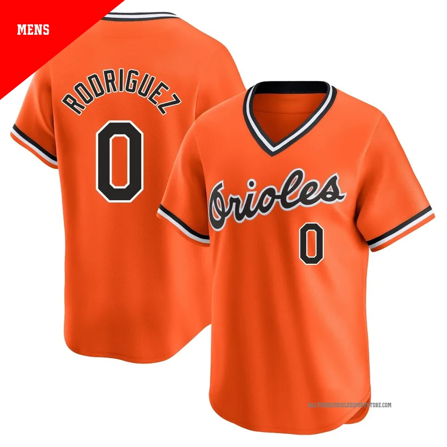 Baltimore Orioles ＃0 Miguel Rodriguez Men's Orange Limited Cooperstown Collection Jersey
