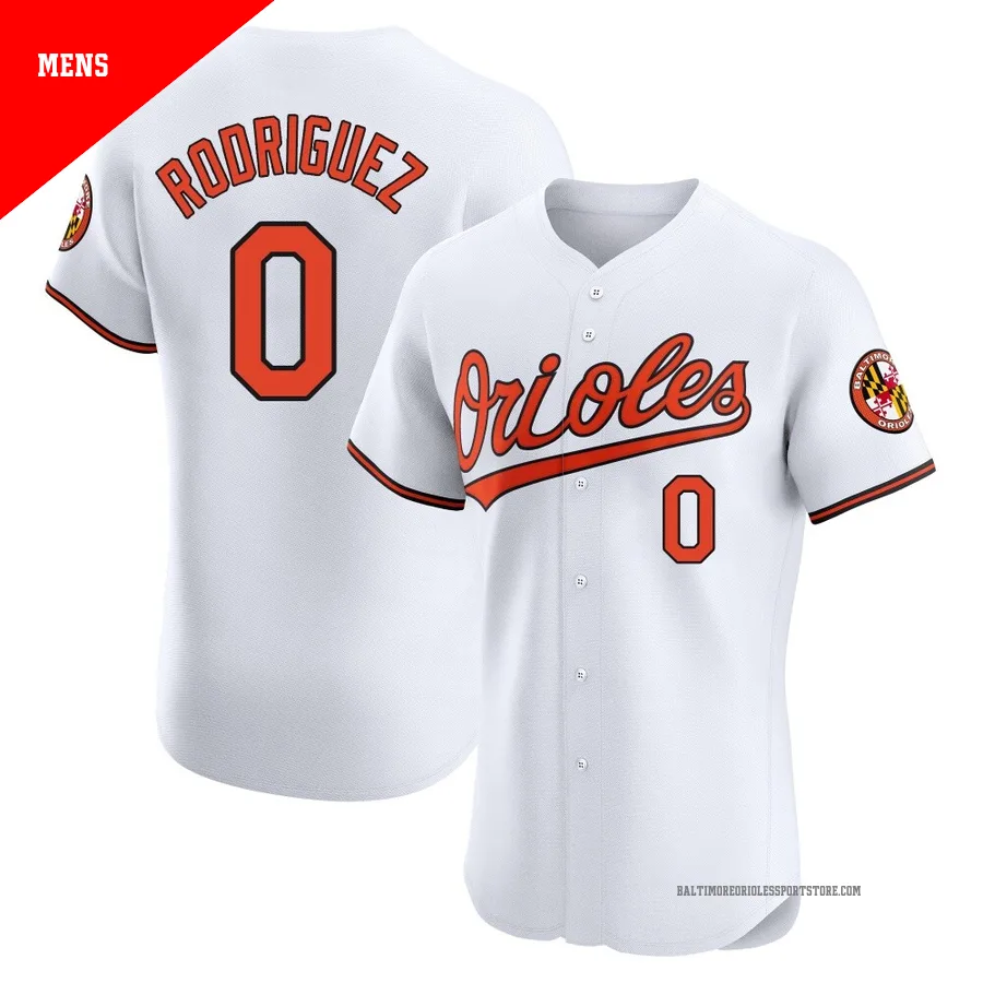 Baltimore Orioles ＃0 Miguel Rodriguez Men's White Elite Home Jersey