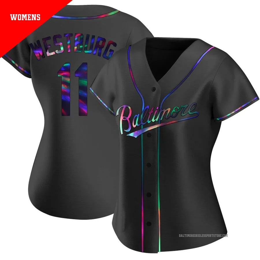 Baltimore Orioles ＃11 Jordan Westburg Women's Black Replica Holographic Alternate Jersey