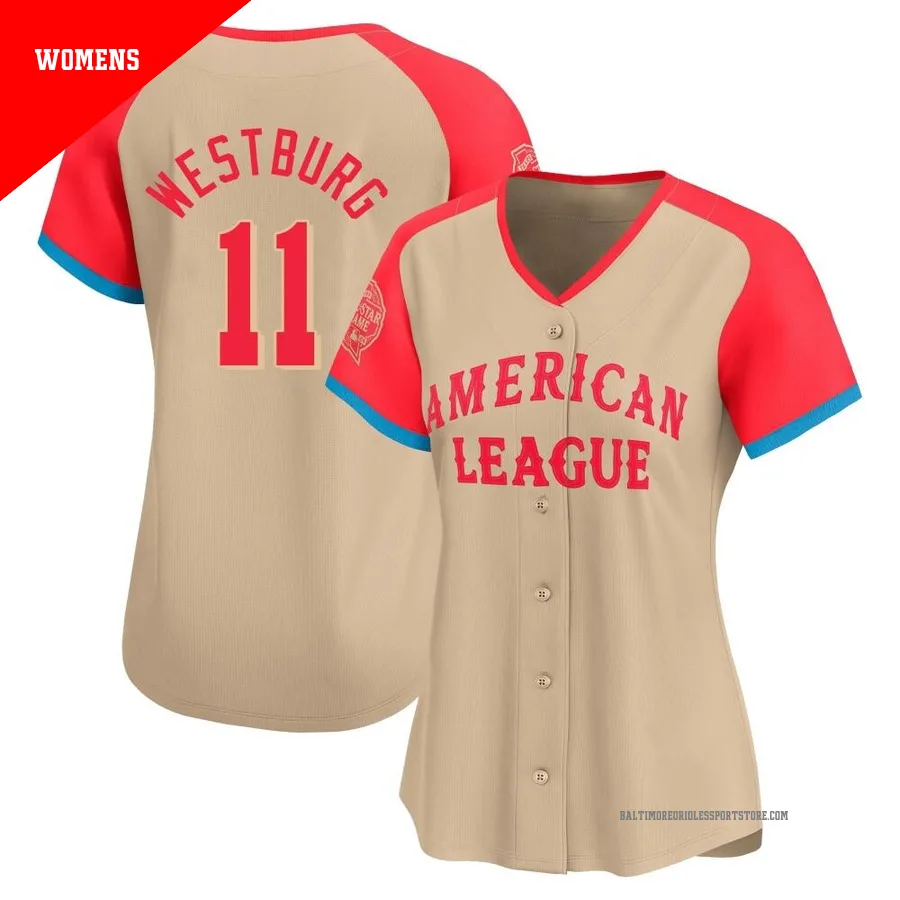 Baltimore Orioles ＃11 Jordan Westburg Women's Cream Limited American League 2024 All-Star Game Jersey