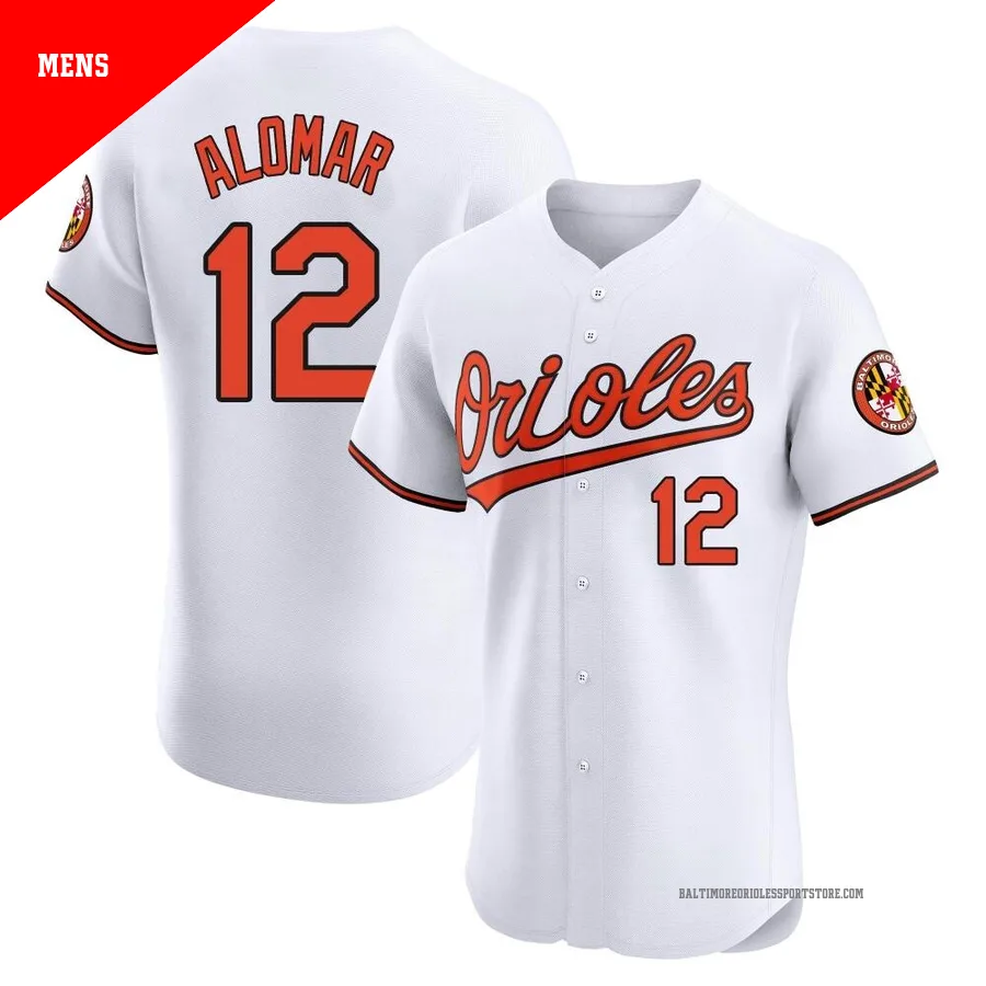 Baltimore Orioles ＃12 Roberto Alomar Men's White Elite Home Jersey