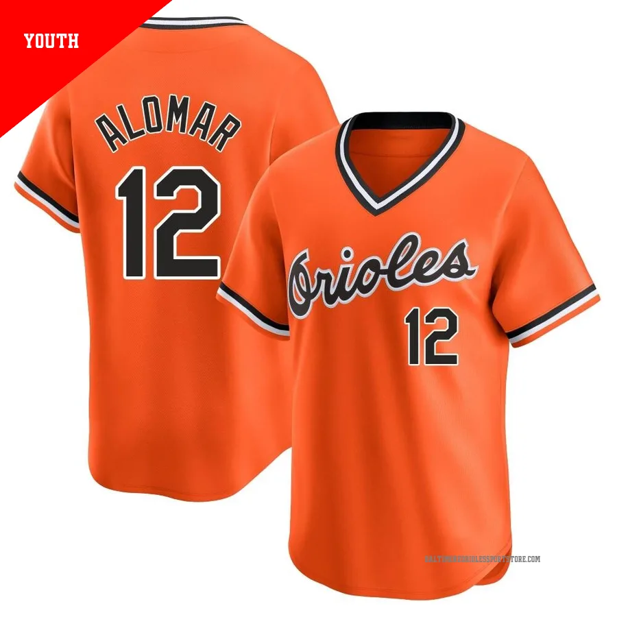 Baltimore Orioles ＃12 Roberto Alomar Youth Orange Limited Cooperstown Collection Jersey