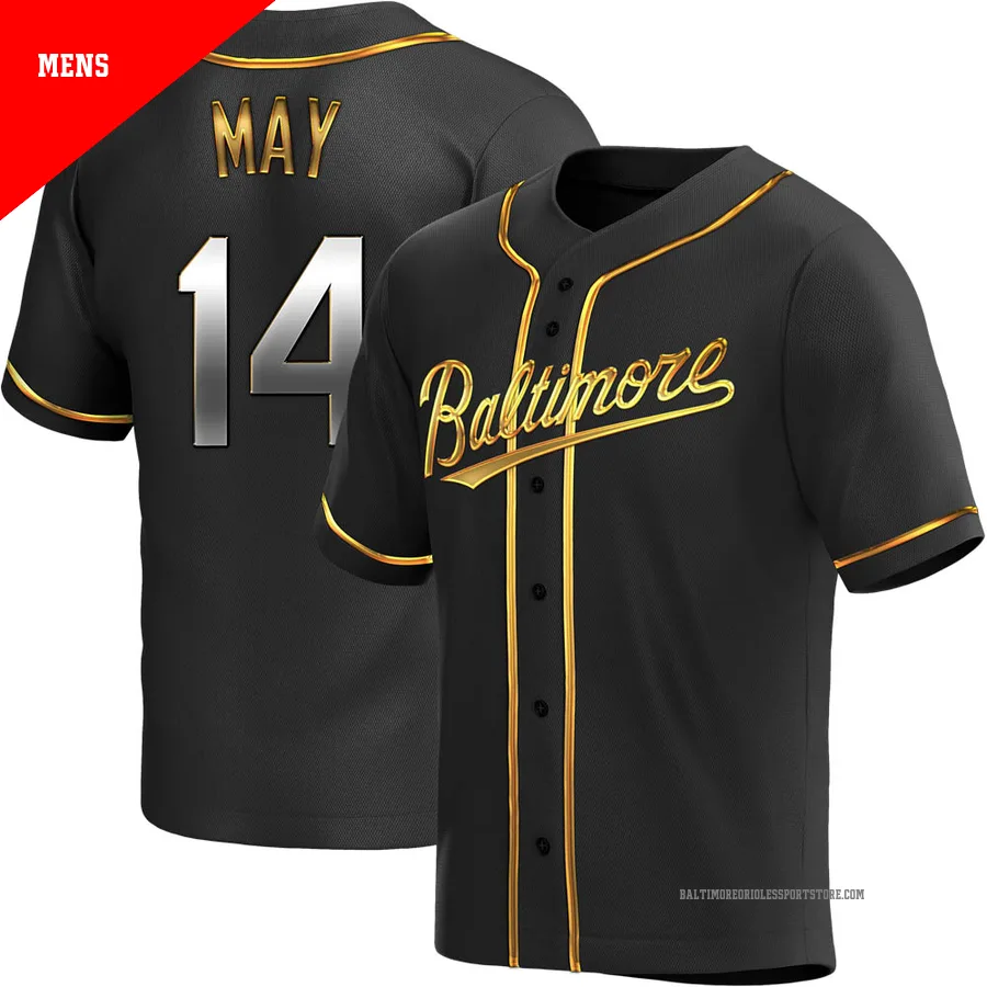 Baltimore Orioles ＃14 Lee May Men's Gold Replica Black en Alternate Jersey