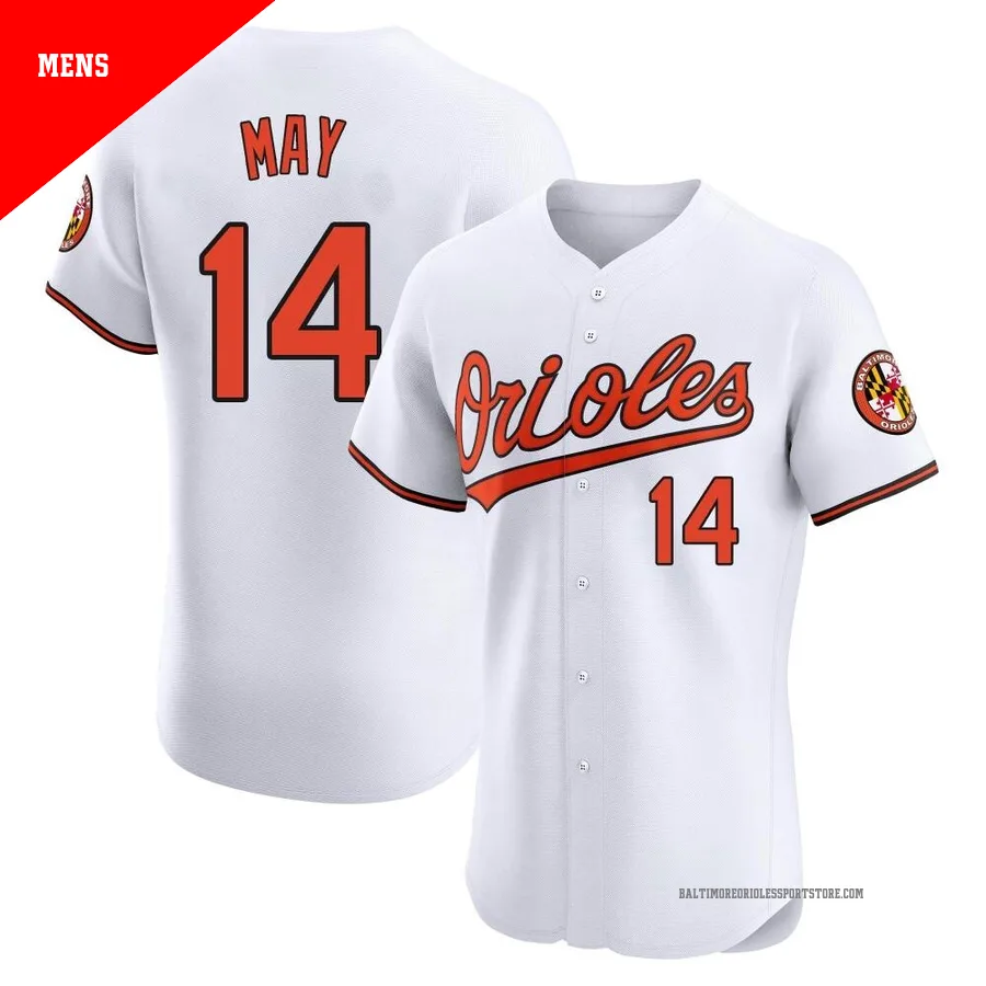 Baltimore Orioles ＃14 Lee May Men's White Elite Home Jersey
