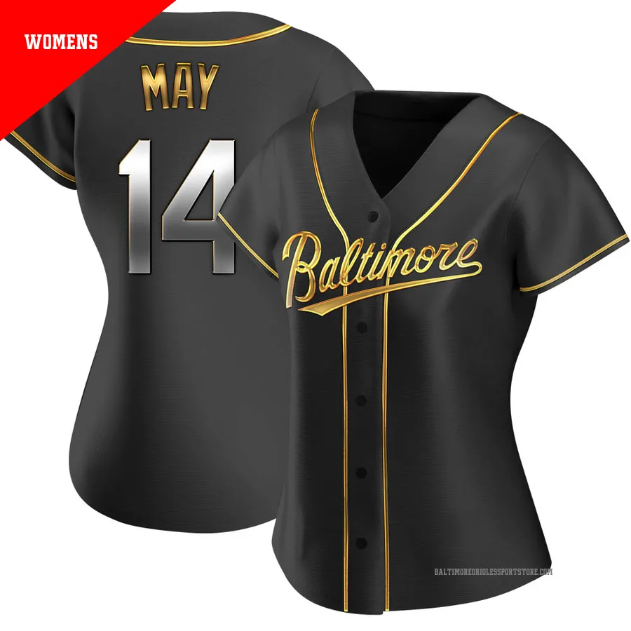 Baltimore Orioles ＃14 Lee May Women's Gold Replica Black en Alternate Jersey