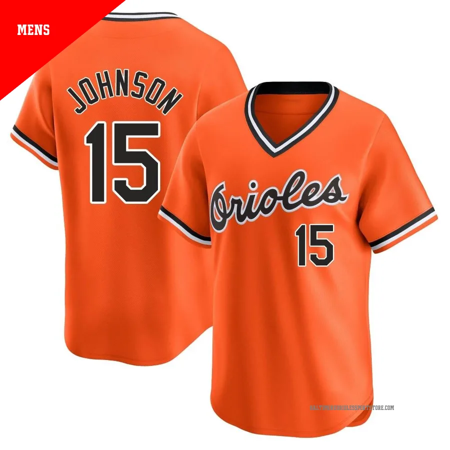Baltimore Orioles ＃15 Davey Johnson Men's Orange Limited Cooperstown Collection Jersey