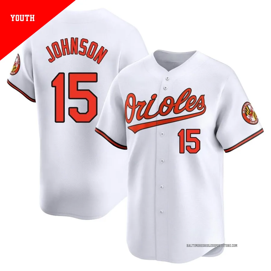 Baltimore Orioles ＃15 Davey Johnson Youth White Limited Home Jersey