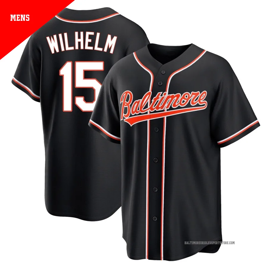 Baltimore Orioles ＃15 Hoyt Wilhelm Men's Black Replica Fashion Out Jersey