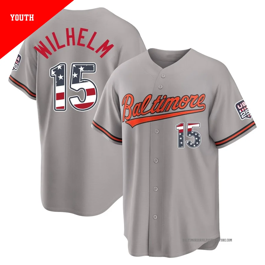 Baltimore Orioles ＃15 Hoyt Wilhelm Youth Gray Limited USA 250 Fourth Of July Road Stadium Jersey
