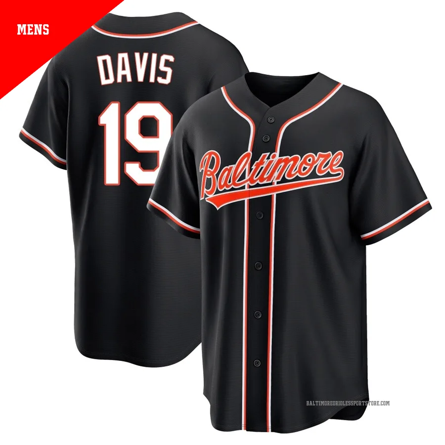 Baltimore Orioles ＃19 Chris Davis Men's Black Replica Fashion Out Jersey