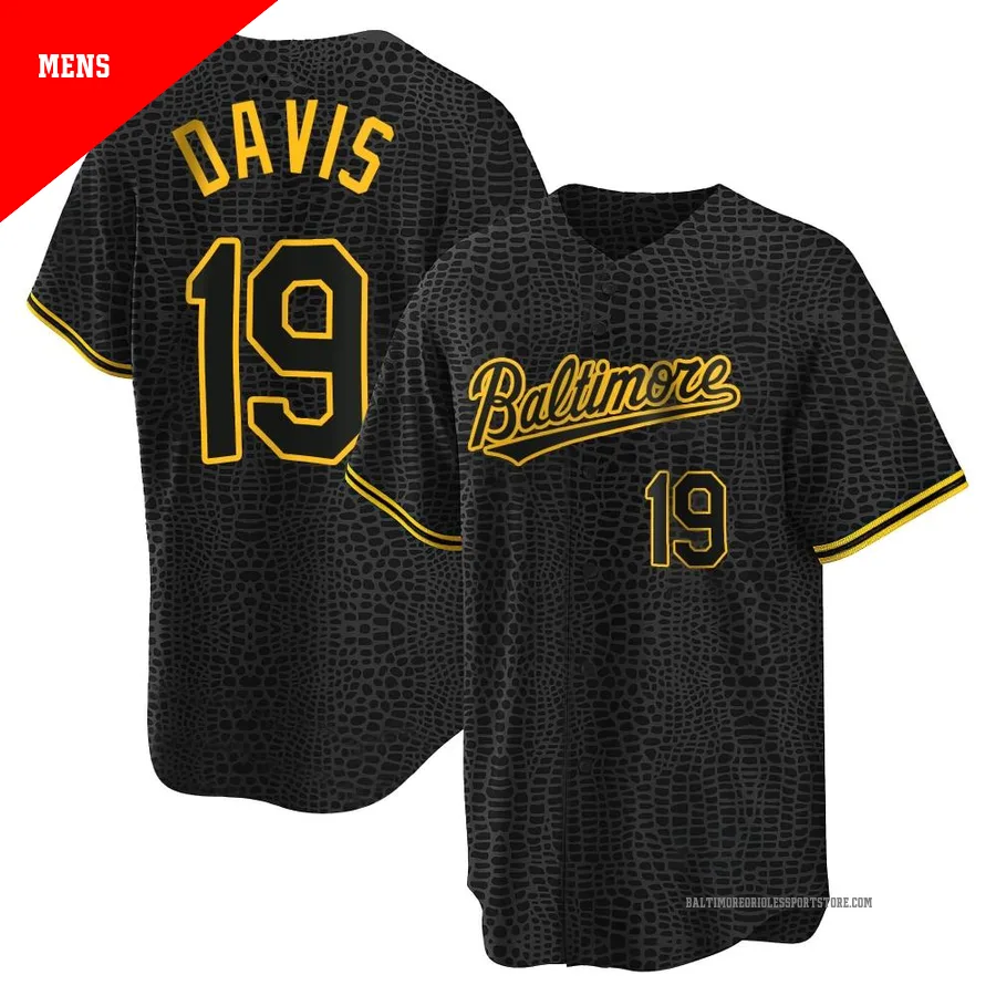 Baltimore Orioles ＃19 Chris Davis Men's Black Replica Snake Skin City Jersey