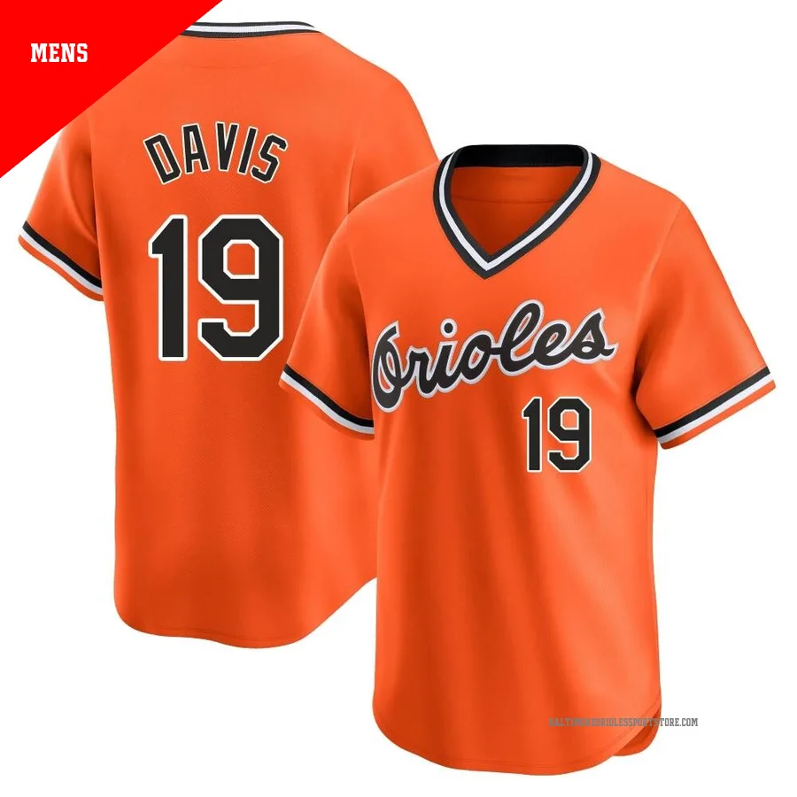 Baltimore Orioles ＃19 Chris Davis Men's Orange Limited Cooperstown Collection Jersey