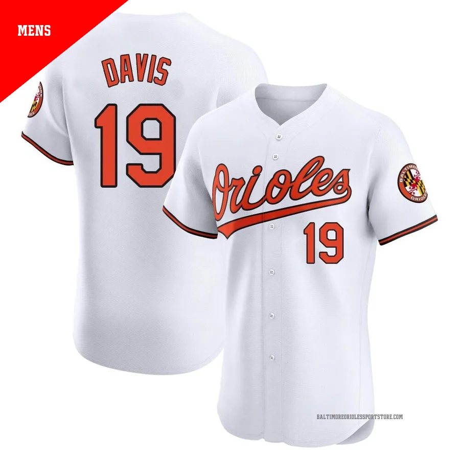Baltimore Orioles ＃19 Chris Davis Men's White Elite Home Jersey