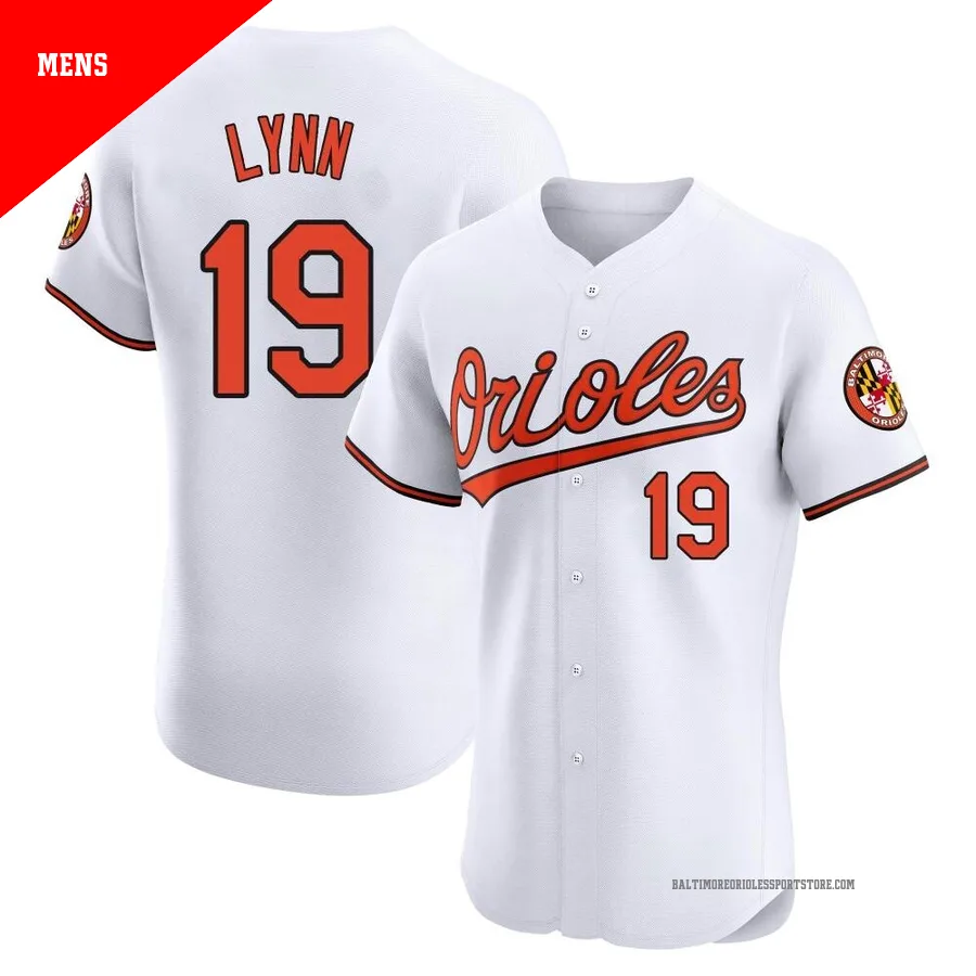 Baltimore Orioles ＃19 Fred Lynn Men's White Elite Home Jersey