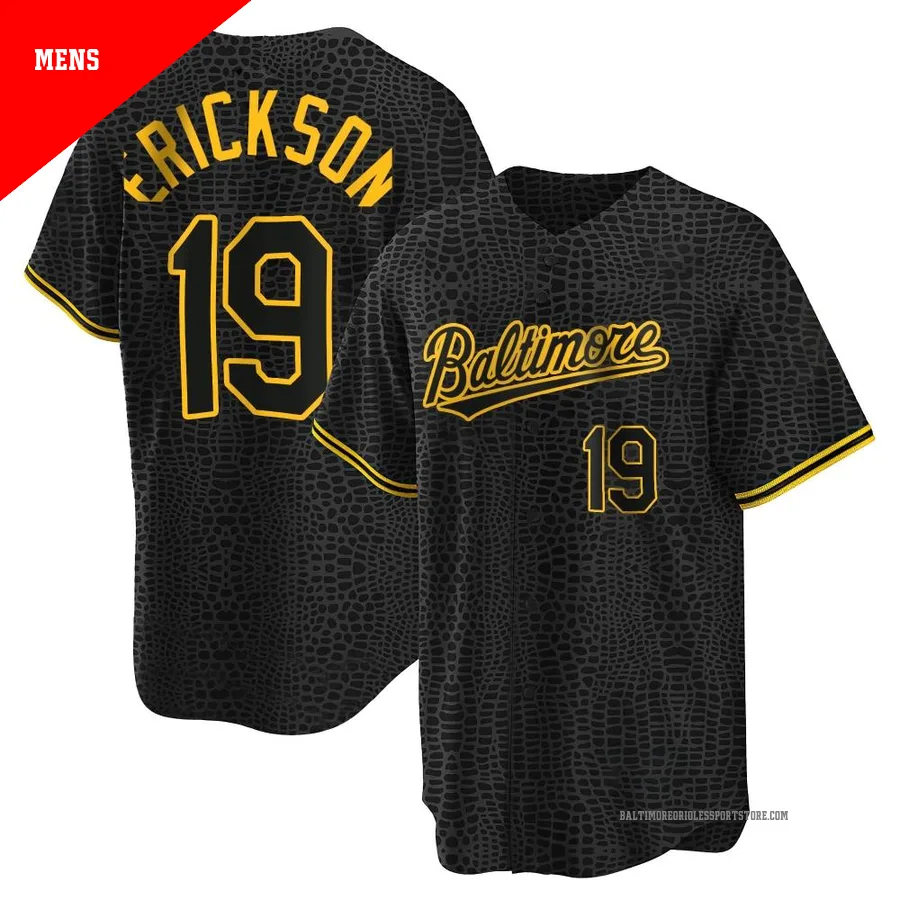 Baltimore Orioles ＃19 Scott Erickson Men's Black Replica Snake Skin City Jersey