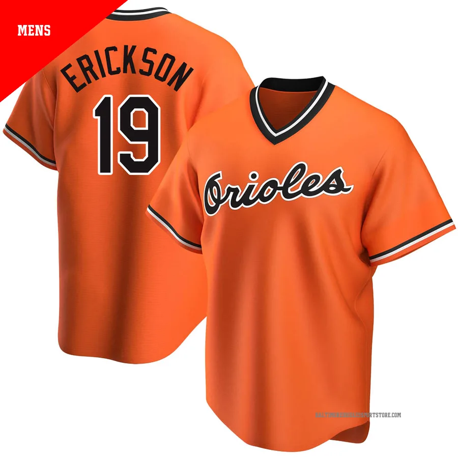 Baltimore Orioles ＃19 Scott Erickson Men's Orange Replica Alternate Cooperstown Collection Jersey
