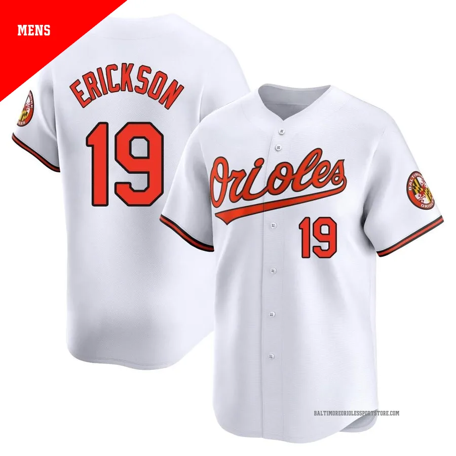 Baltimore Orioles ＃19 Scott Erickson Men's White Limited Home Jersey