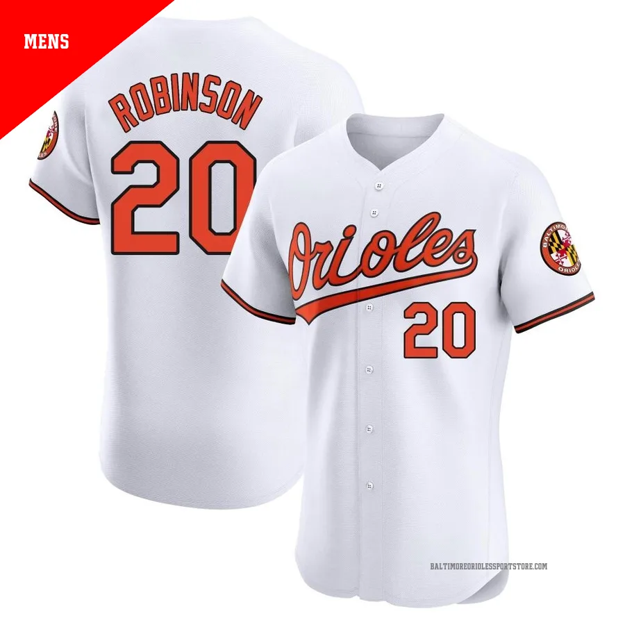 Baltimore Orioles ＃20 Frank Robinson Men's White Elite Home Jersey