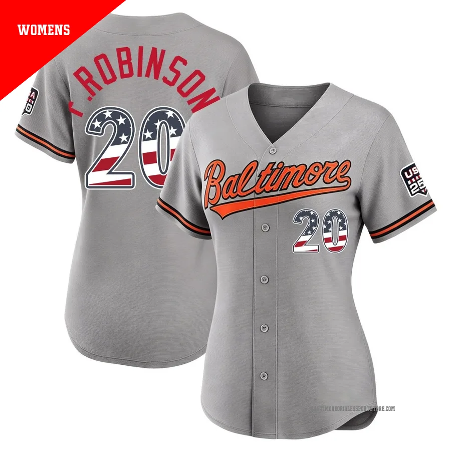 Baltimore Orioles ＃20 Frank Robinson Women's Gray Limited USA 250 Fourth Of July Road Stadium Jersey