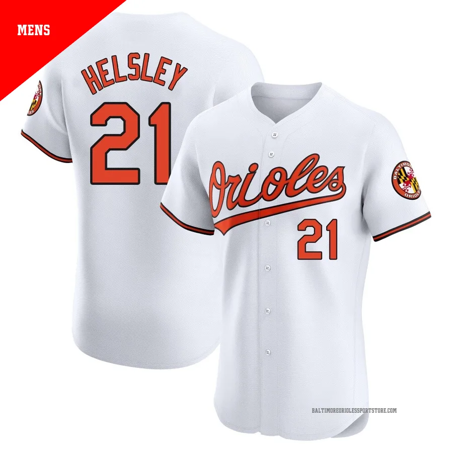 Baltimore Orioles ＃21 Ryan Helsley Men's White Elite Home Jersey