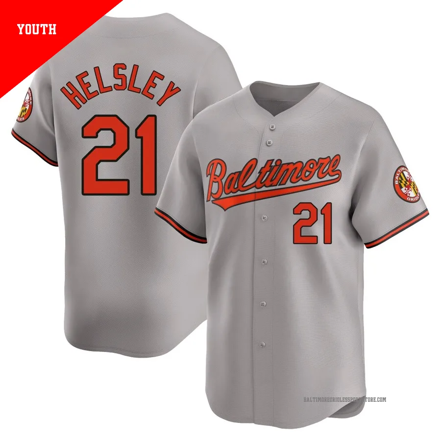 Baltimore Orioles ＃21 Ryan Helsley Youth Gray Limited Road Jersey