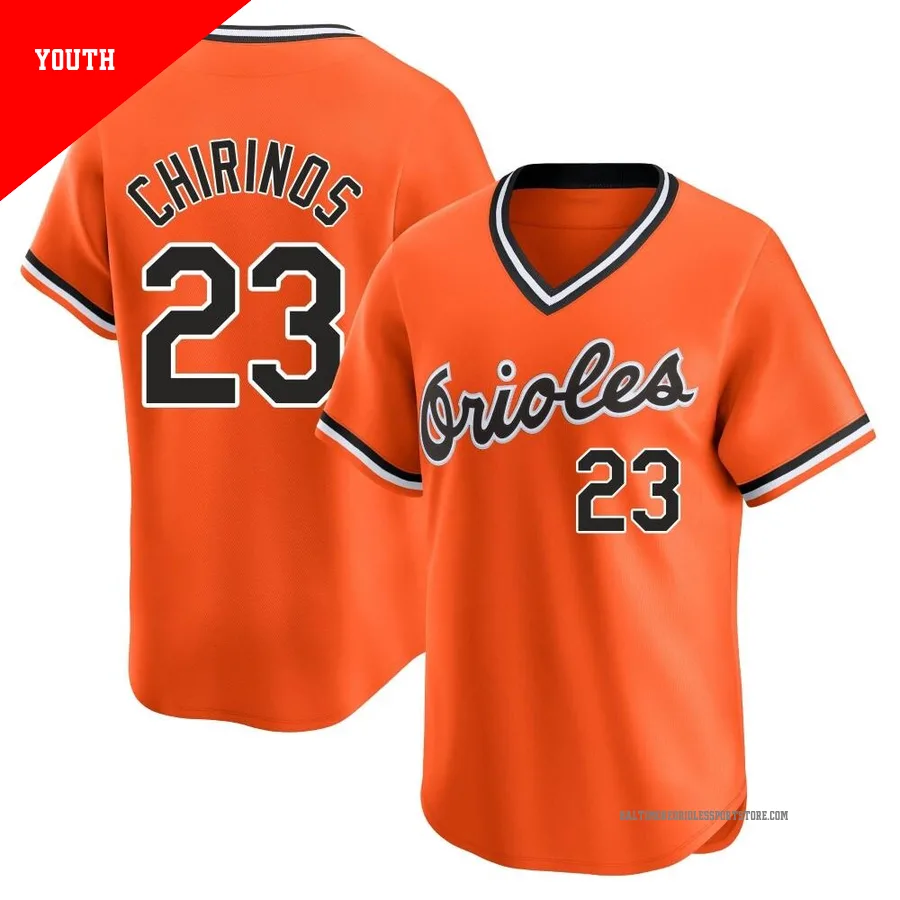 Baltimore Orioles ＃23 Robinson Chirinos Youth Orange Limited Cooperstown Collection Jersey