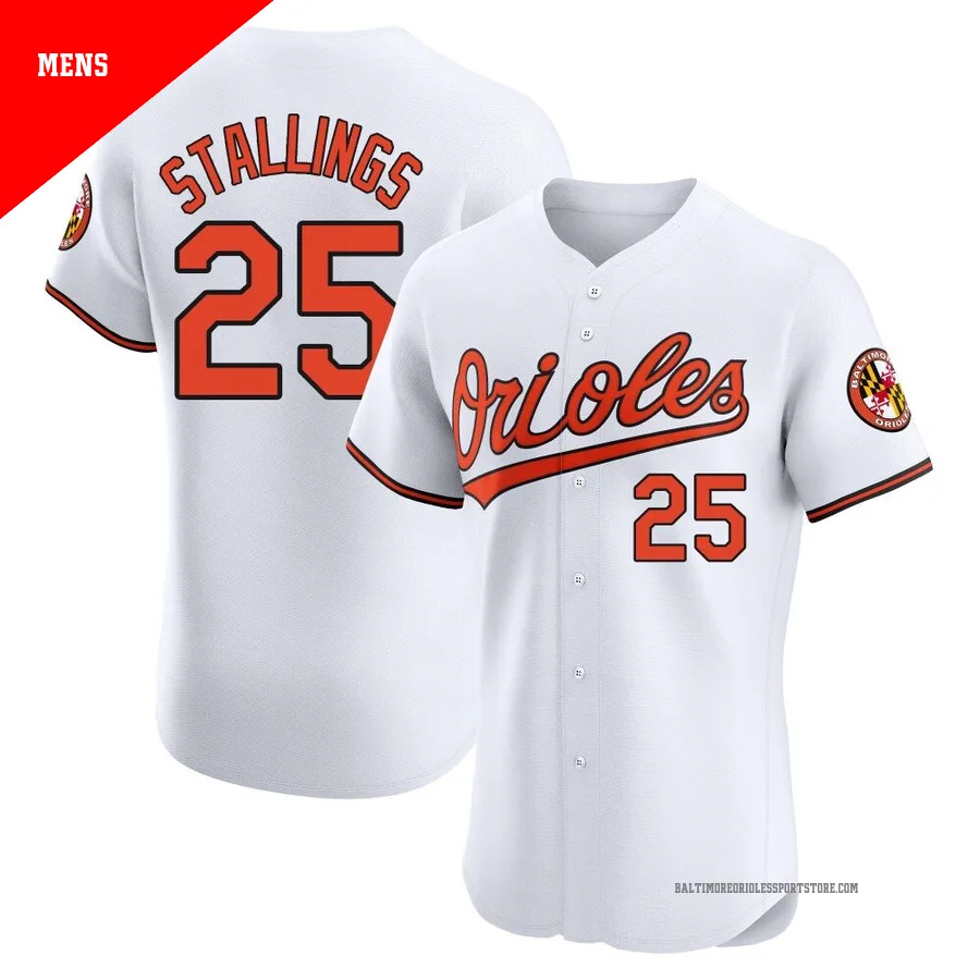 Baltimore Orioles ＃25 Jacob Stallings Men's White Elite Home Jersey