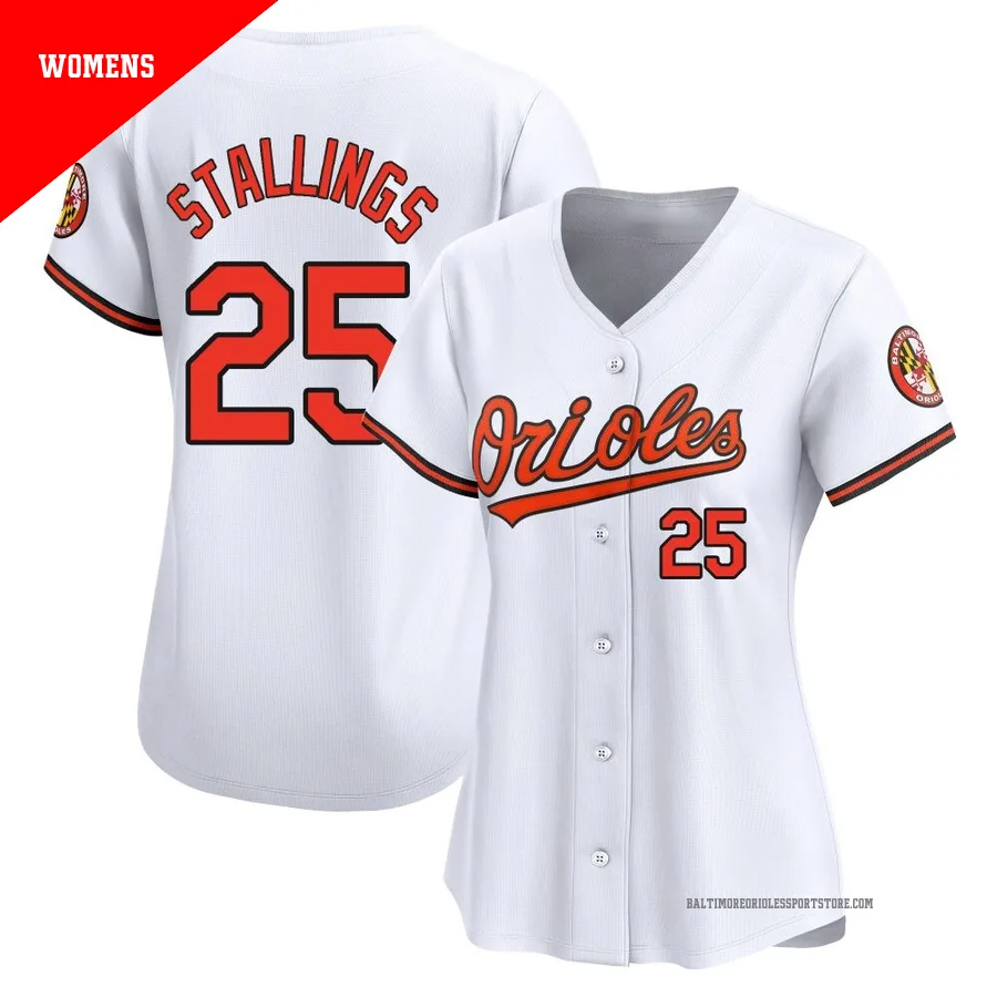 Baltimore Orioles ＃25 Jacob Stallings Women's White Limited Home Jersey