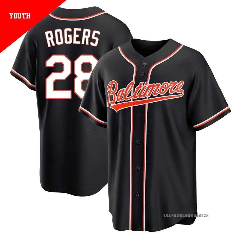 Baltimore Orioles ＃28 Trevor Rogers Youth Black Replica Fashion Out Jersey