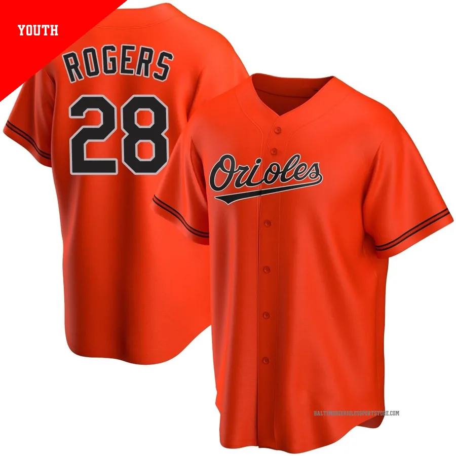 Baltimore Orioles ＃28 Trevor Rogers Youth Orange Replica Alternate Jersey