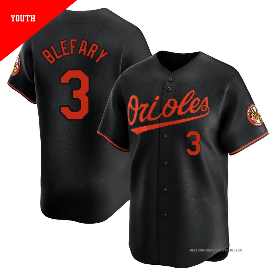 Baltimore Orioles ＃3 Curt Blefary Youth Black Limited Alternate Jersey