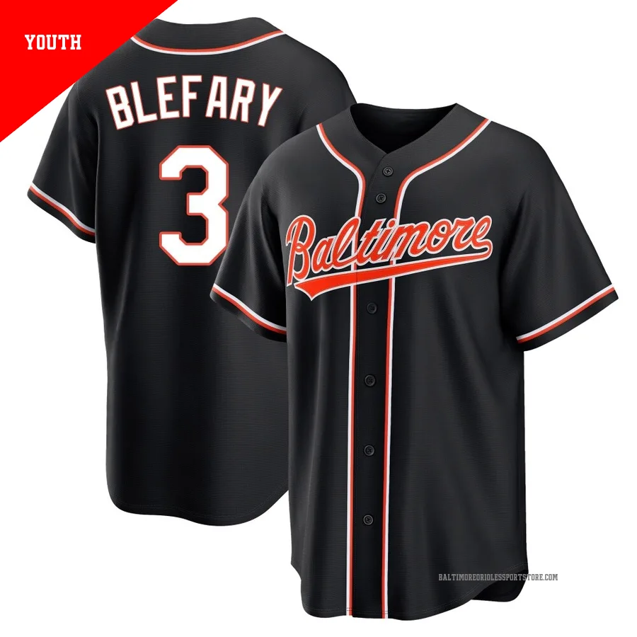 Baltimore Orioles ＃3 Curt Blefary Youth Black Replica Fashion Out Jersey