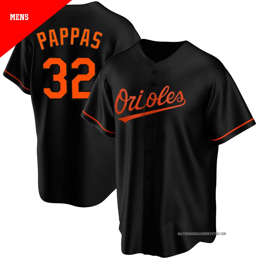 Baltimore Orioles ＃32 Milt Pappas Men's Black Replica Alternate Jersey