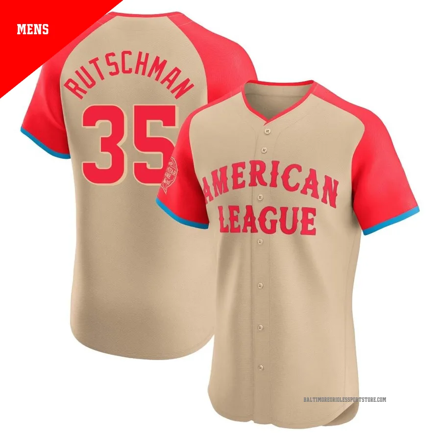 Baltimore Orioles ＃35 Adley Rutschman Men's Cream Elite American League 2024 All-Star Game Jersey