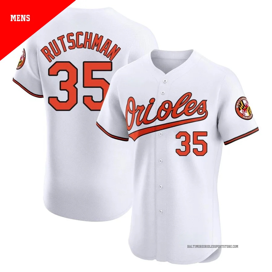 Baltimore Orioles ＃35 Adley Rutschman Men's White Elite Home Jersey