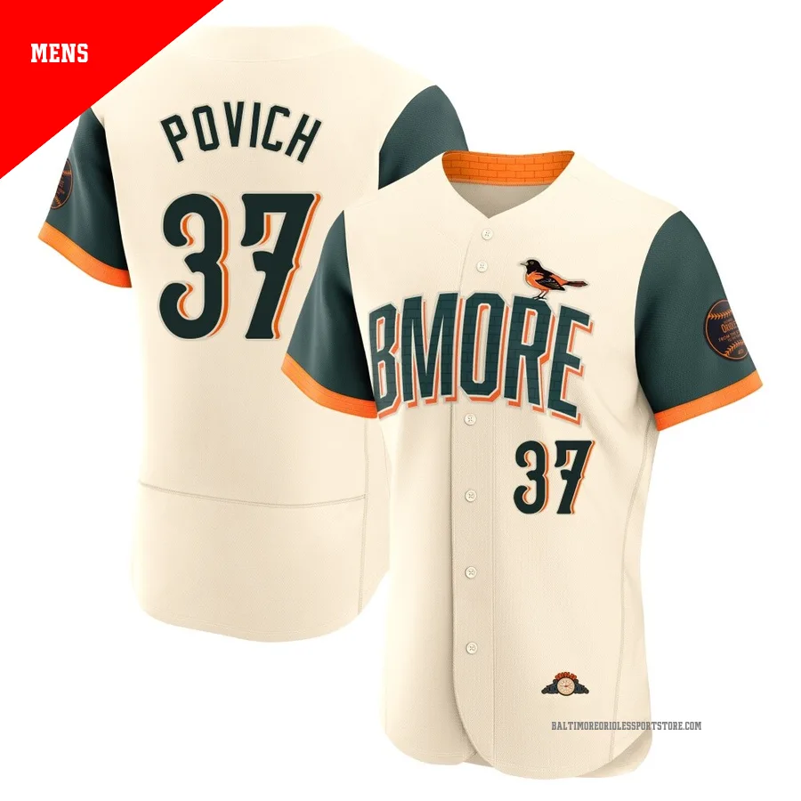 Baltimore Orioles ＃37 Cade Povich Men's Cream Authentic 2026 City Connect Stadium Jersey