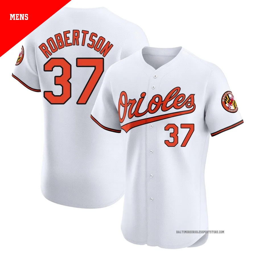 Baltimore Orioles ＃37 Will Robertson Men's White Elite Home Jersey