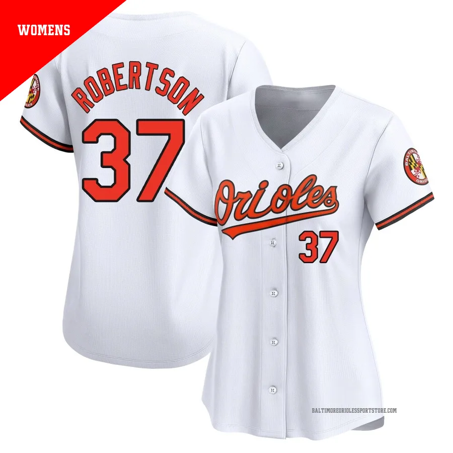 Baltimore Orioles ＃37 Will Robertson Women's White Limited Home Jersey