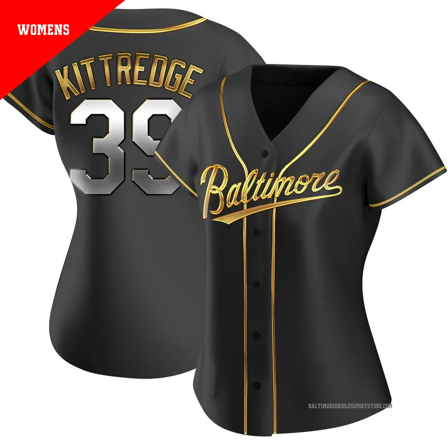 Baltimore Orioles ＃39 Andrew Kittredge Women's Gold Replica Black en Alternate Jersey