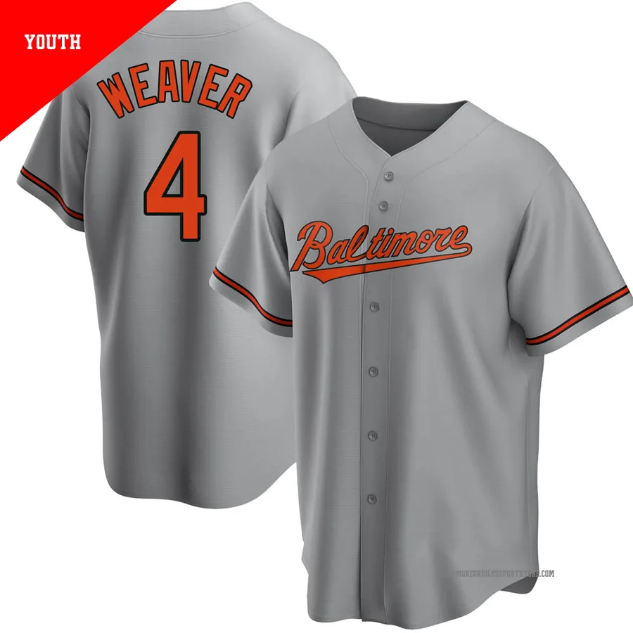 Baltimore Orioles ＃4 Earl Weaver Youth Gray Replica Road Jersey