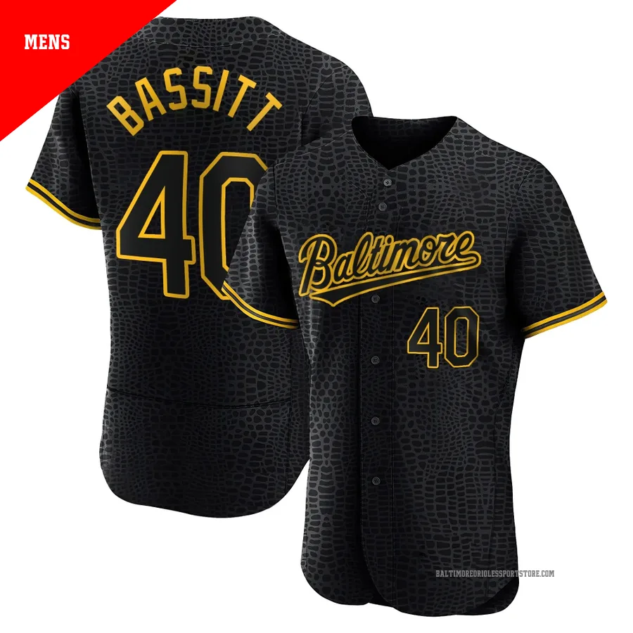 Baltimore Orioles ＃40 Chris Bassitt Men's Black Authentic Snake Skin City Jersey