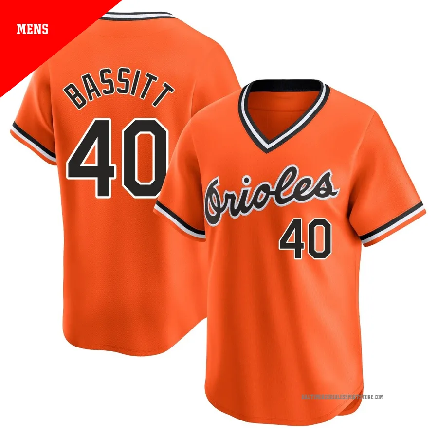 Baltimore Orioles ＃40 Chris Bassitt Men's Orange Limited Cooperstown Collection Jersey