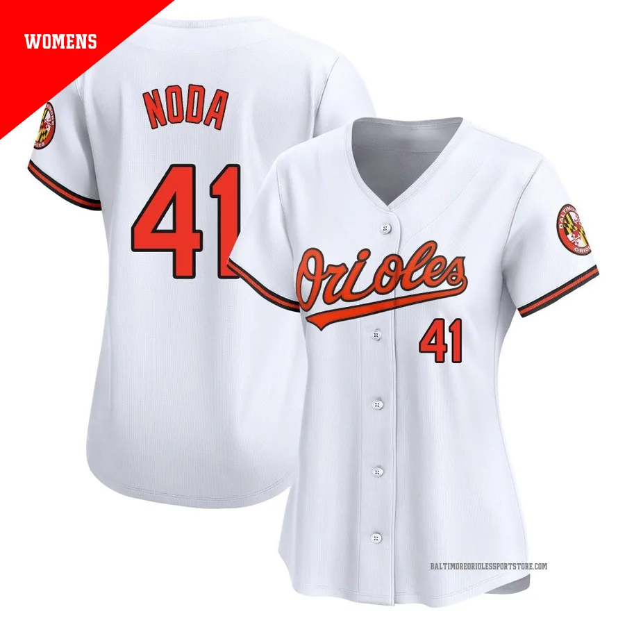 Baltimore Orioles ＃41 Ryan Noda Women's White Limited Home Jersey