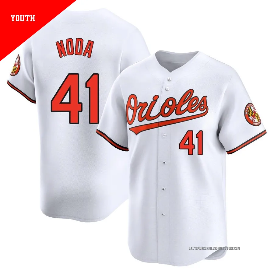 Baltimore Orioles ＃41 Ryan Noda Youth White Limited Home Jersey