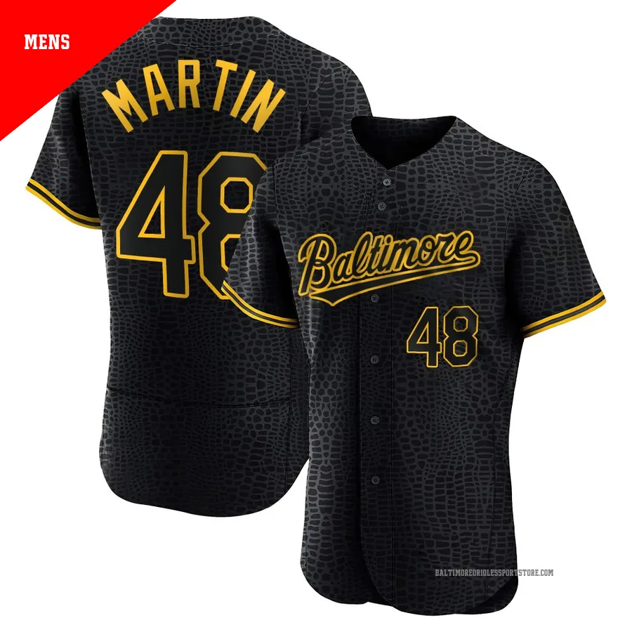 Baltimore Orioles ＃48 Corbin Martin Men's Black Authentic Snake Skin City Jersey