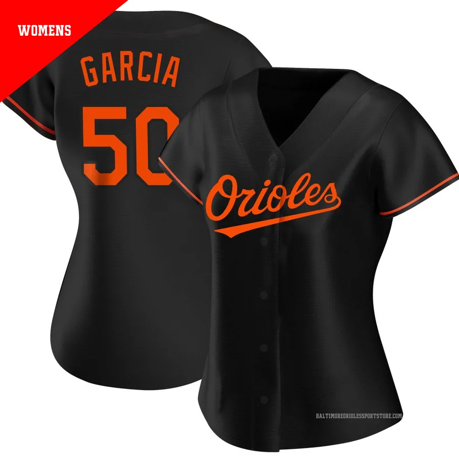 Baltimore Orioles ＃50 Rico Garcia Women's Black Authentic Alternate Jersey