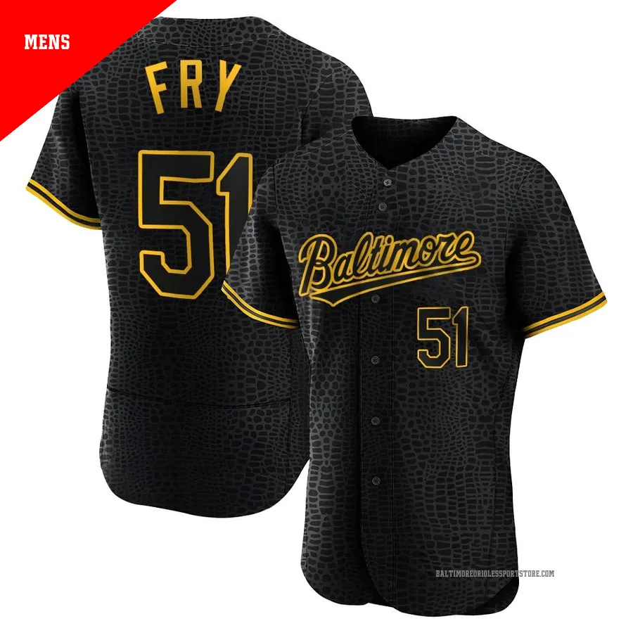 Baltimore Orioles ＃51 Paul Fry Men's Black Authentic Snake Skin City Jersey
