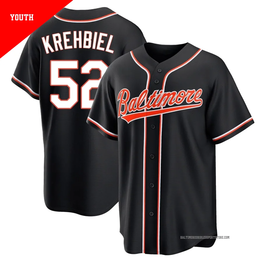 Baltimore Orioles ＃52 Joey Krehbiel Youth Black Replica Fashion Out Jersey