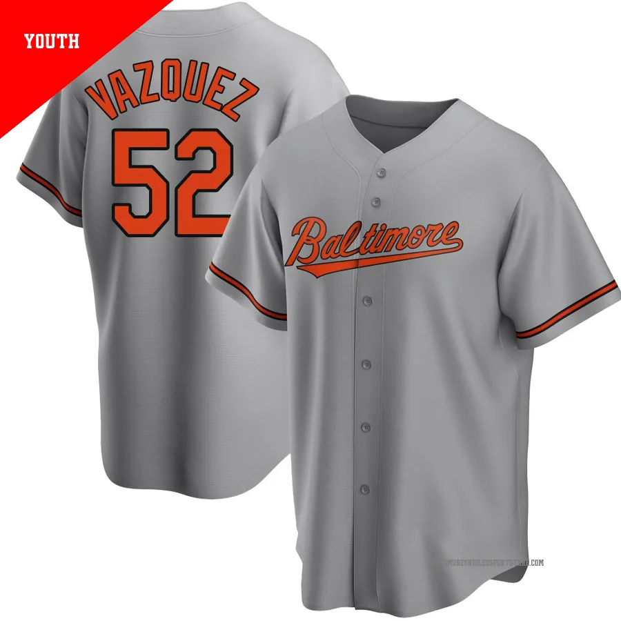 Baltimore Orioles ＃52 Luis Vazquez Youth Gray Replica Road Jersey