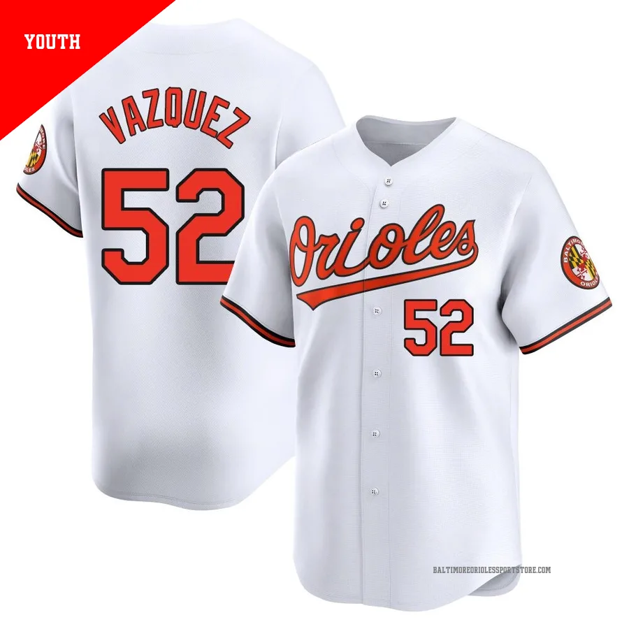 Baltimore Orioles ＃52 Luis Vazquez Youth White Limited Home Jersey